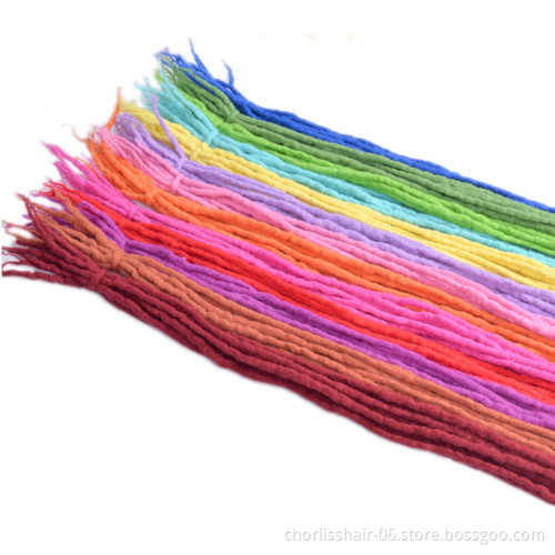 Wholesale Long 22'' Soft Colorful Nepal Felted Wool Handmade Afro Synthetic Dreadlocks Crochet Braids Hair For Kids And Adult